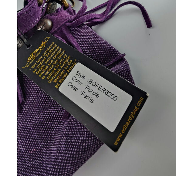 New Vintage Purple Y2K Ed Hardy fringe clutch - Picture 5 of 8